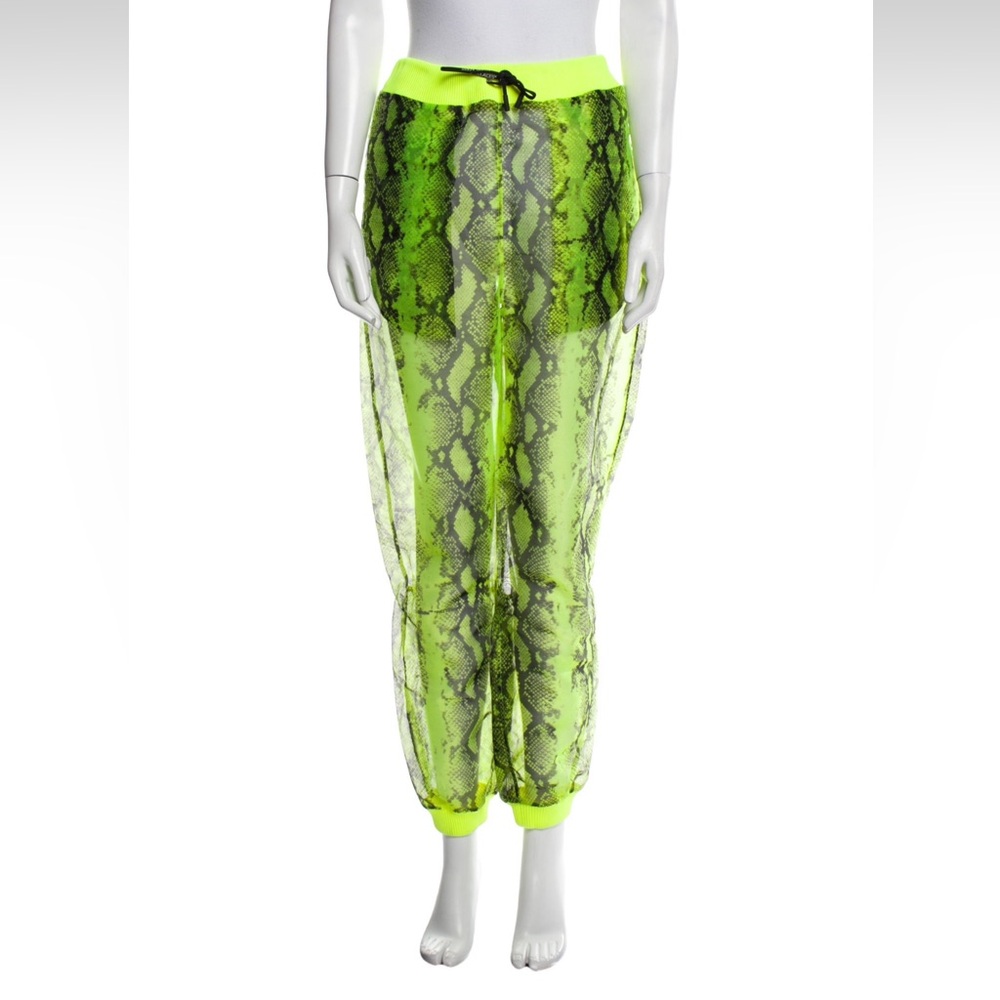 Off-White c/o Virgil Abloh Runway Ready to wear Neon Snakeprint Mesh Joggers
